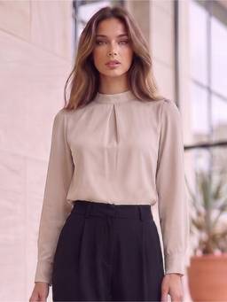 Style Quotient - Women Solid Beige Polyester Top