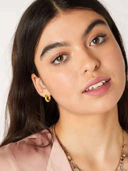 Accessorize London - Women 14k Real Gold Plated Plain Huggy Hoop Earrings