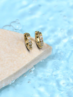 Accessorize London - Women Gold Plated Stainless Steel Cubic Zirconia Sparkle Hoop Earrings