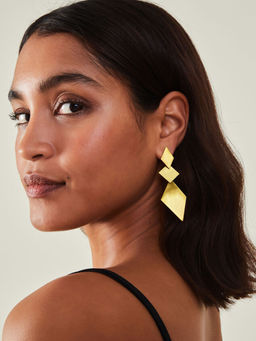 Accessorize London - Women Gold Brushed Diamond Drop Earrings