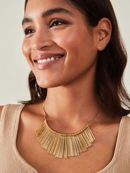 Accessorize London - Women Gold Fine Metal Fan Collar Necklace