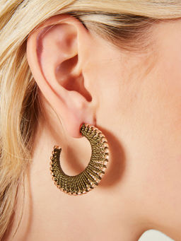 Accessorize London - Women Green Thread Fan Hoop Earrings