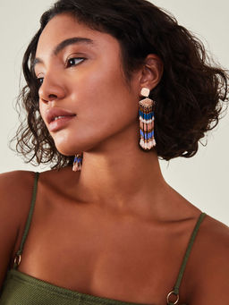 Accessorize London - Women Multi Color Chevron Beaded Tassel Earrings
