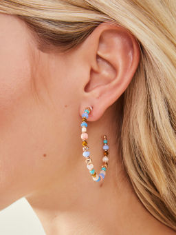 Accessorize London - Women Multi-Color Faceted Bead Hoops