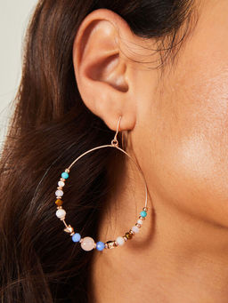 Accessorize London - Women Multi Color Large Beaded Hoop Earrings
