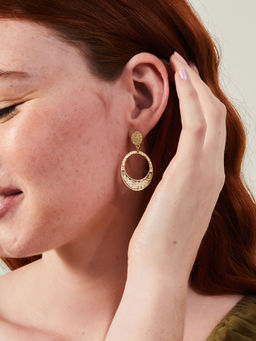 Accessorize London - Women Gold Raffia Inlay Drop Earrings
