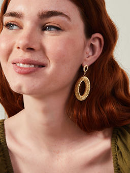 Accessorize London - Women Gold Oval Drop Earrings