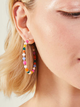 Accessorize London - Women Multi Color Large Beaded Hoop Earrings