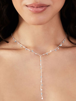 Accessorize London - Women Sterling Silver-plated Beaded Y-chain Necklace