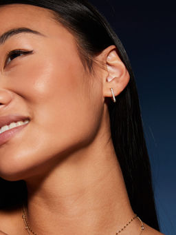 Accessorize London - Women 14k Real Gold Plated Cubic Zirconia Triangle Hoops Earrings