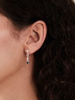 Accessorize London - Women Blue Sterling Silver Plated Cubic Zirconia Drop Earrings