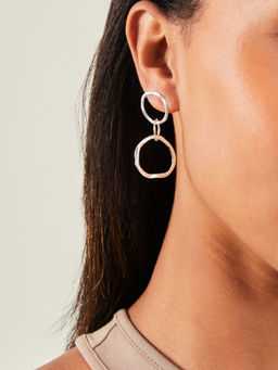 Accessorize London - Women Sterling Silver Plated Circle Drop Earrings