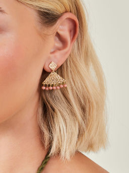 Accessorize London - Women Pink Pyramid Facet Bead Drop Earrings