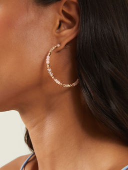 Accessorize London - Women Pink Fine Beaded Hoop Earrings