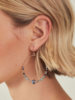 Accessorize London - Women Blue Large Beaded Hoop Earrings