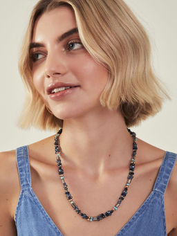 Accessorize London - Women Blue Mixed Bead Collar Necklace
