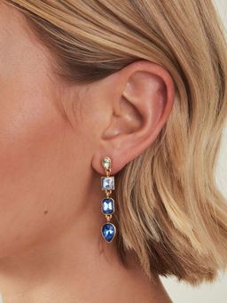 Accessorize London - Women Blue Eclectic Long Drop Earrings