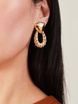 Accessorize London - Women Gold Croissant Door Knocker Drop Earrings