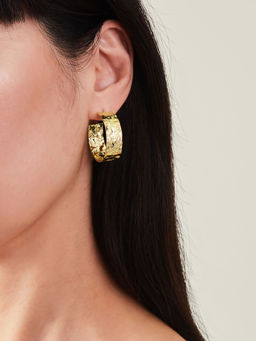 Accessorize London - Women Gold Large Molten Hoop Earrings