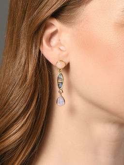 Accessorize London - Women Pink Triple Stone Drop Earrings