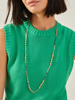 Accessorize London - Women Green Long Facet Bead Rope Necklace