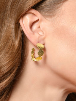 Accessorize London - Women Gold Textured Circle Hoop Earrings