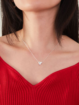 Accessorize London - Women Silver Heart Pendant Necklace