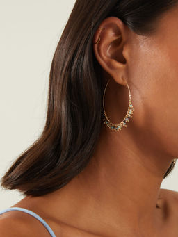 Accessorize London - Women Blue Tiny Bead Hoop Earrings