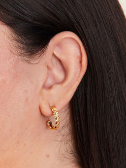 Accessorize London - Women 14k Real Gold Plated Flower Hoop Earrings