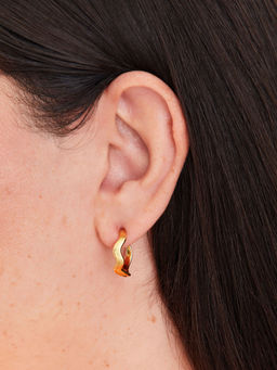 Accessorize London - Women 14k Real Gold Plated Wavy Hoop Earrings