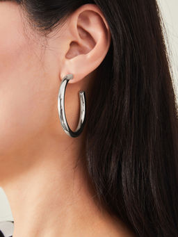 Accessorize London - Women Silver Large Chunky Hoop Earrings