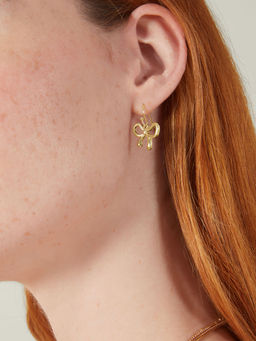 Accessorize London - Women Gold Bow Drop Earrings