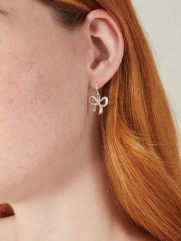 Accessorize London - Women Silver Bow Drop Earrings