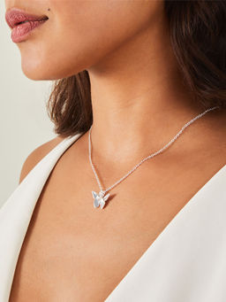 Accessorize London - Women Silver Solid Butterfly Pendant Necklace