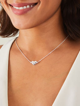 Accessorize London - Women Silver Celestial Heart Pendant Necklace