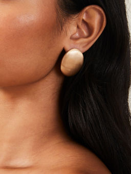 Accessorize London - Women Gold Large Oval Brushed Stud Earrings