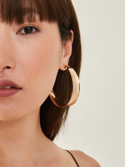 Accessorize London - Women Gold Oversized Curve Hoop Earrings