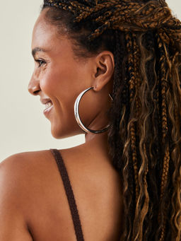 Accessorize London - Women Silver Large Hoop Earrings