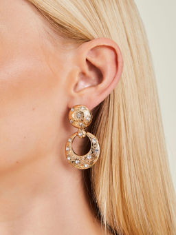 Accessorize London - Women Gold Celestial Diamante Door Knocker Earrings