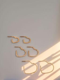 Accessorize London - Women Gold Heart Hoop Earrings Pack of 3