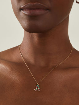 Accessorize London - Women Multi-Color Gemstone Initial (A) Pendant Necklace