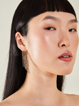 Accessorize London - Women Black Asymmetrical Gemstone Fringe Earrings