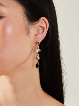 Accessorize London - Women Black Gemstone Drop Earrings