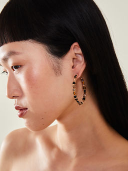 Accessorize London - Women Black Large Mix Beaded Hoop Earrings