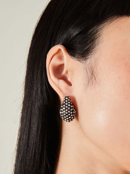 Accessorize London - Women Black Diamante Curve Teardrop Earrings