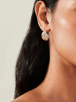 Accessorize London - Women Gold Double Curve Teardrop Trend Earrings