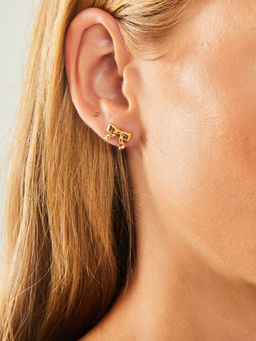 Accessorize London - Women 14k Real Gold Plated Waterproof Bow Stud Earrings