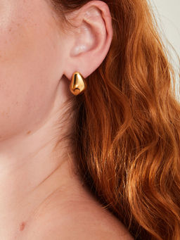 Accessorize London - Women 14k Real Gold Plated Waterproof Irregular Teardrop Stud Earrings