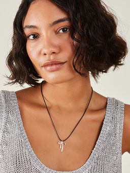 Accessorize London - Women Sterling Silver Plated Bow Pendant Necklace
