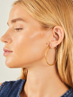 Accessorize London - Women 14k Real Gold Plated Waterproof Tube Hoops Earrings